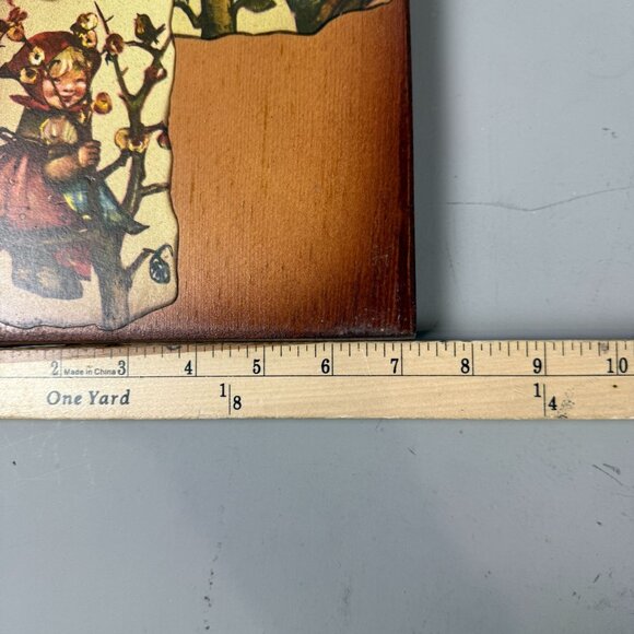 Vintage Hummel Style Art Set Wood Plaque & Framed Print German Children Illustra - Picture 4 of 9